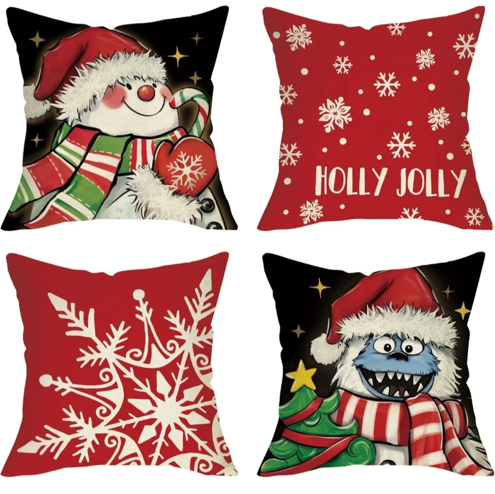 Festive Holiday Pillow Covers Set Of 4